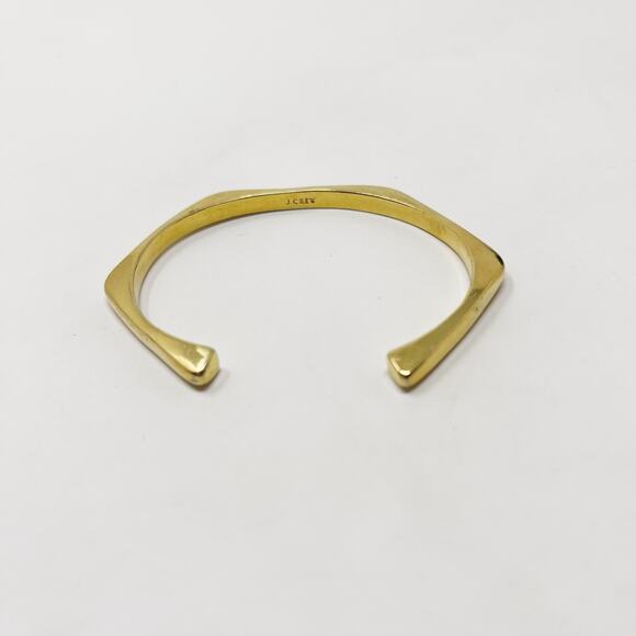 J Crew Gold Tone Bangle Cuff Bracelet Minimalist Stacking Geometric Fashion - Picture 2 of 3